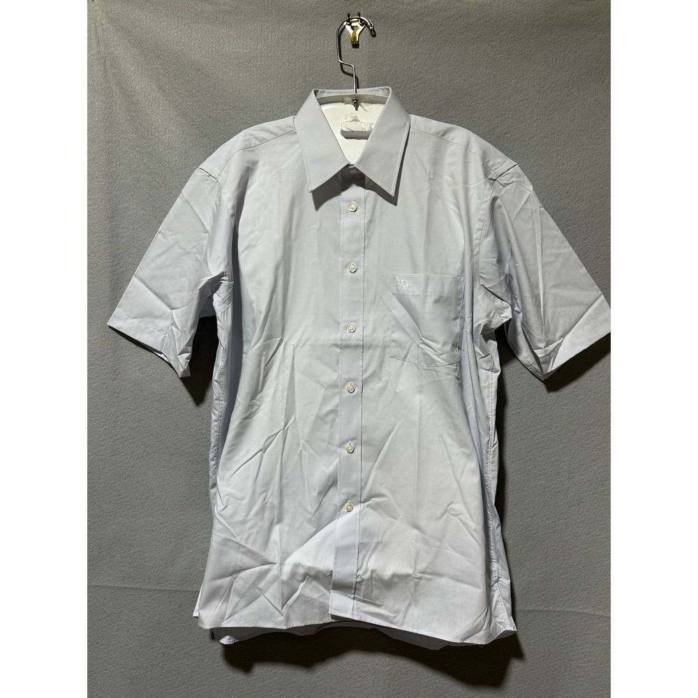 Christian Dior Men's Light Blue Short Sleeve Dress Shirt Button Down Size 16 SS